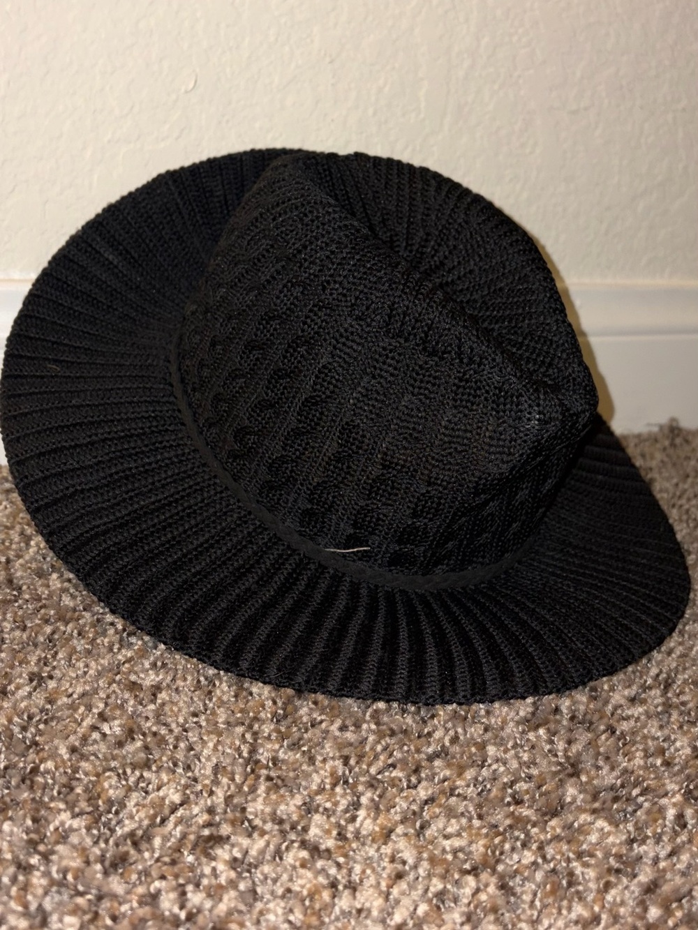 Nine West Black Knit Fedora Cowgirl Hat